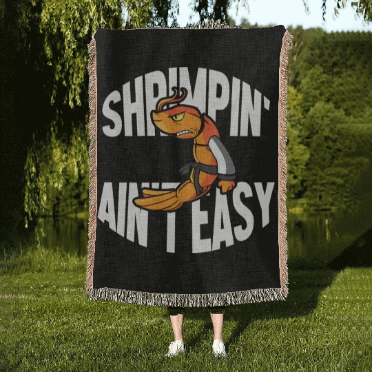 Funny Jiu Jitsu Shrimp Pun Shrimpin Aint Easy Woven Blankets