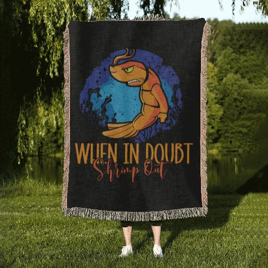 When In Doubt Shrimp Out Bjj Jiu Jitsu Pun Woven Blankets
