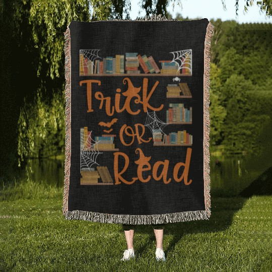 Trick Or Read Library Event Halloween Woven Blankets