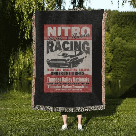 Vintage Hot Rod Classic Funny Drag Racing Poster Woven Blankets