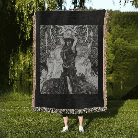 The Goddess Hecate Tarot Card Triple Wiccan Pagan Woven Blankets
