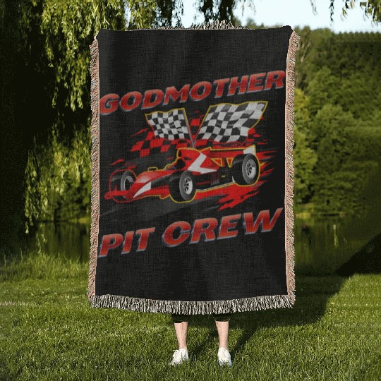 Godmother Pit Crew Race Car Birthday Party Racing Woven Blankets