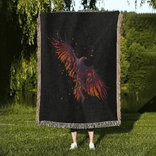 Hawk flying Woven Blankets