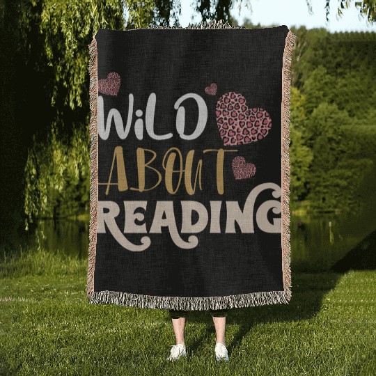 Wild About Reading Leopard Print Book Lover Woven Blankets