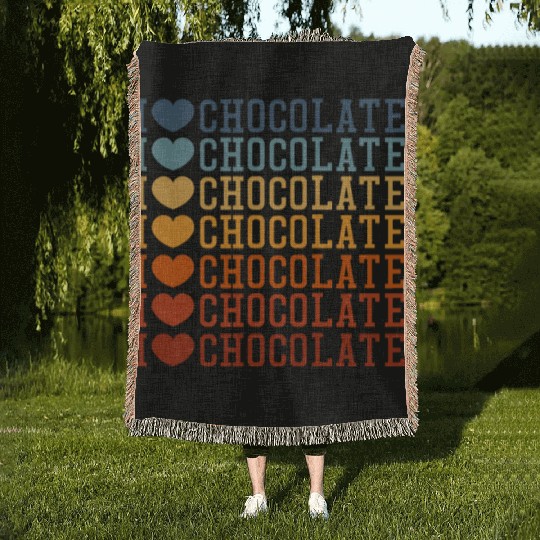 I Love Chocolate Retro Vintage Woven Blankets