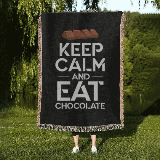 Keep Calm And Eat Chocolate Woven Blankets