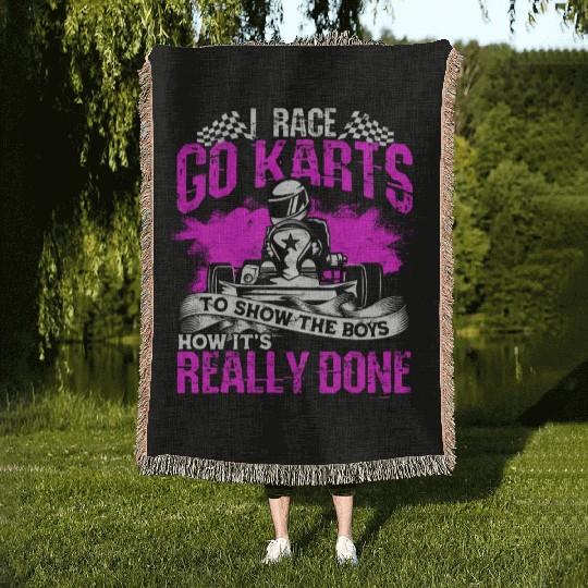 Go Kart Racer Pit Crew Car Racing Karting Woven Blankets