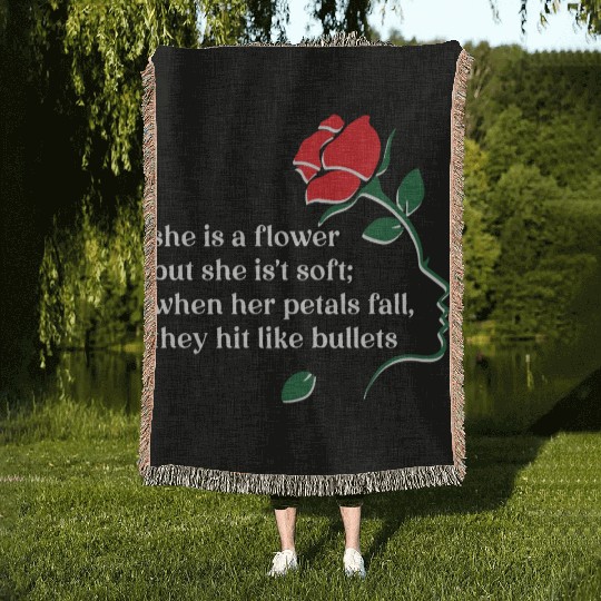 she is a flower never hurt her Woven Blankets