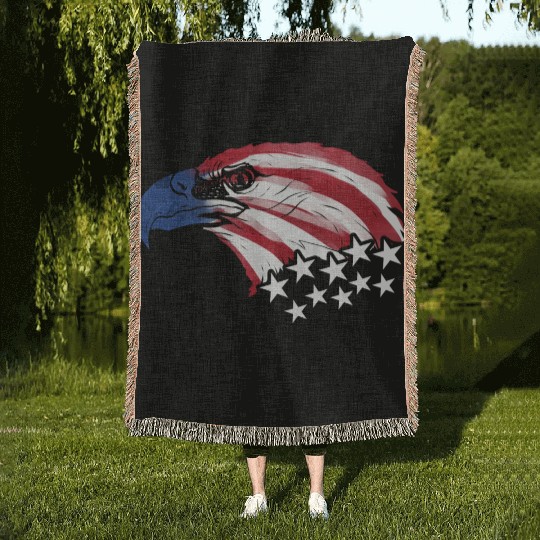 Bald Eagle Us Flag Colors Woven Blankets