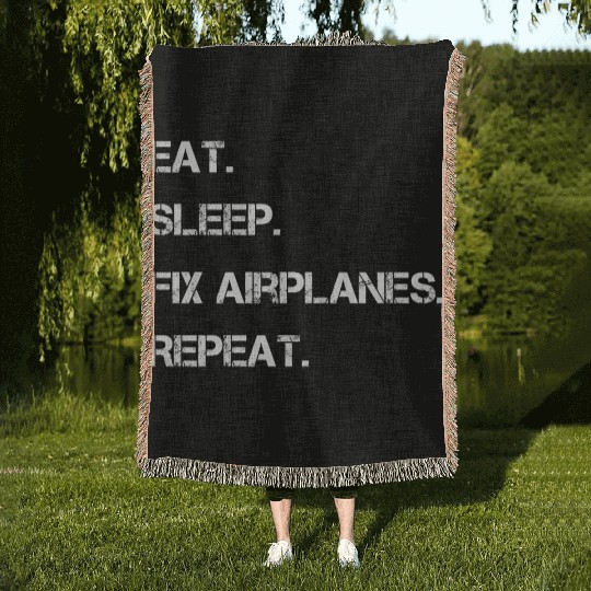 Funny Airplane Mechanic Aircraft Aviation Woven Blankets
