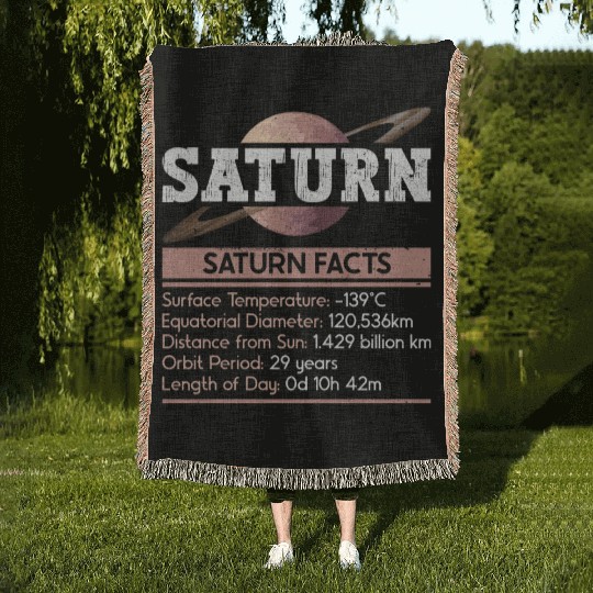 Saturn Planet Facts Space Lover Solar System Woven Blankets