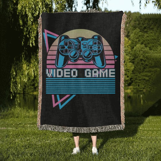 Video Game Video Gaming Gamer Retro Woven Blankets