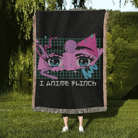 I Anime Flinch Funny Japanese Humor Japan Kawaii A Woven Blankets