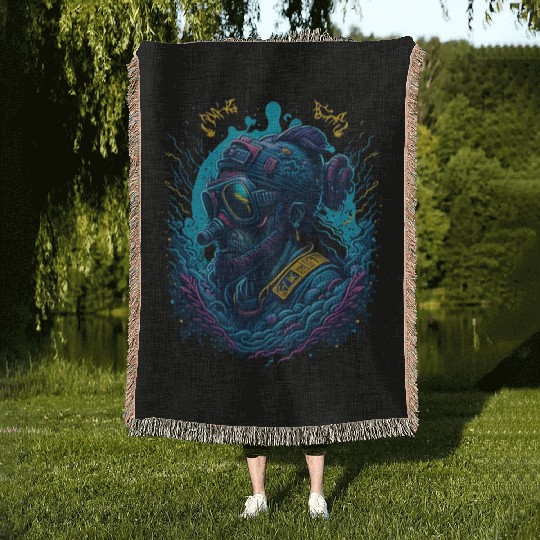 scuba diving Woven Blankets