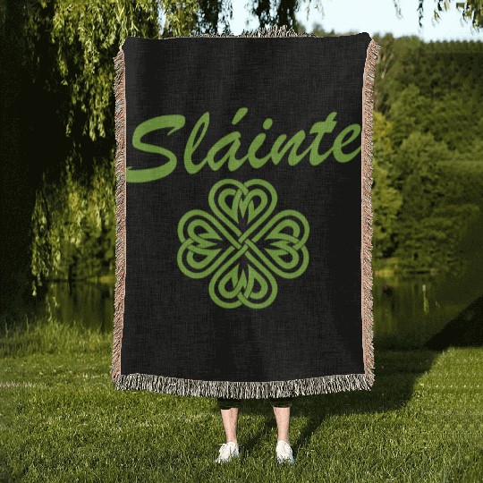 Slainte Shamrock Cheers Salute St. Patrick's Day Woven Blankets