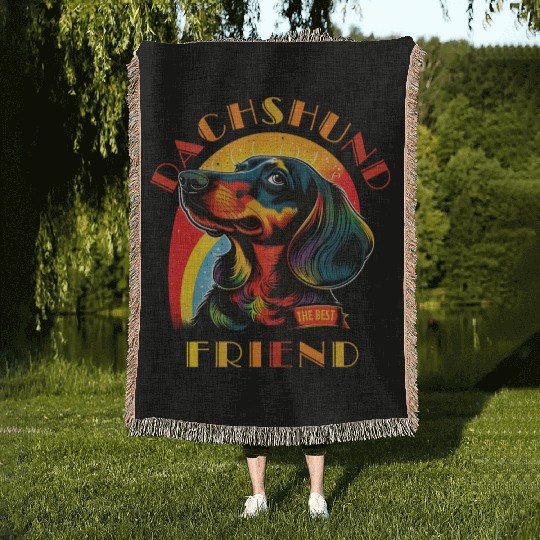 Dachshund The Best Friend Woven Blankets