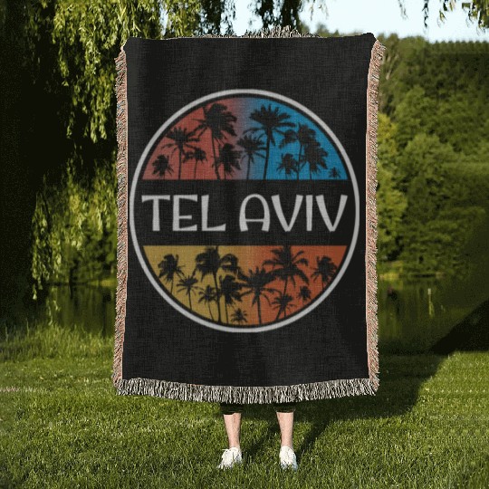 Tel Aviv Israel Stylish Vacation Souvenir Palm Woven Blankets