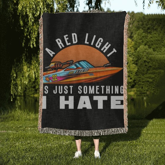 Drag Boat Racing Racer Speed Boat Driver Woven Blankets