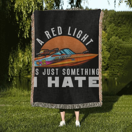 Drag Boat Racing Racer Speed Boat Driver Woven Blankets