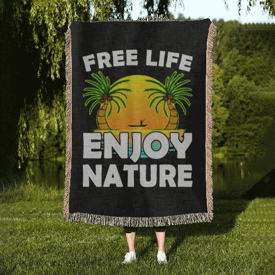 Free Life Enjoy Nature Woven Blankets