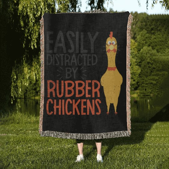 Rubber Chicken Enthusiast Loud Scream Yellow Woven Blankets