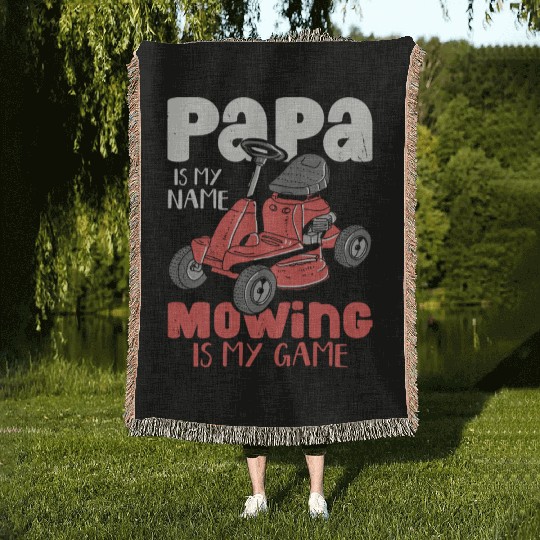 Lawn Mowing Dad Gardener Landscapes Garden Woven Blankets