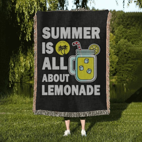 Lemonade Lover Summer Quote Woven Blankets