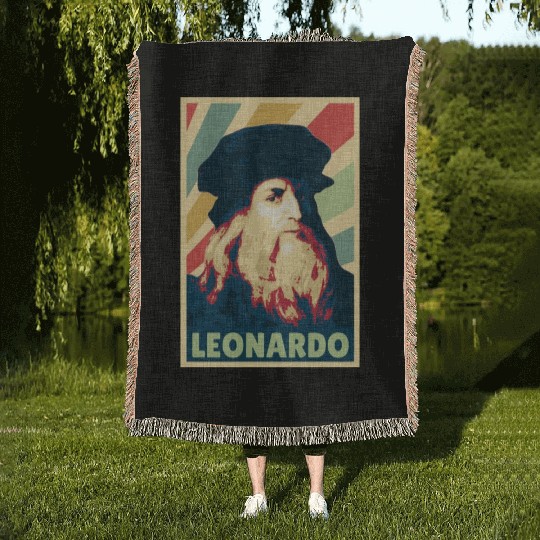 Leonardo Da Vinci Vintage Colors Woven Blankets