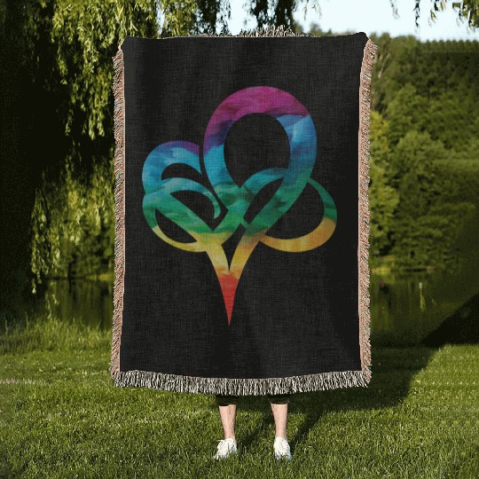 LGBTQ Rainbow Heart Pride Heart Gift LGBTQ+ Woven Blankets
