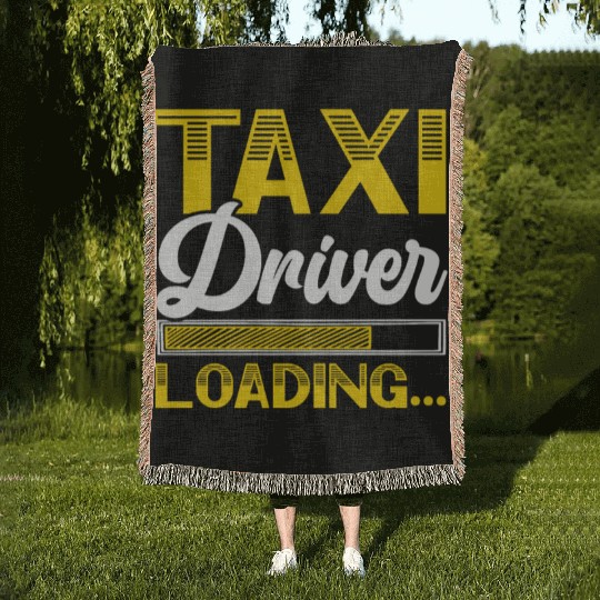 Taxi Driver Loading Taxicab Cab Driver Cabbie Woven Blankets