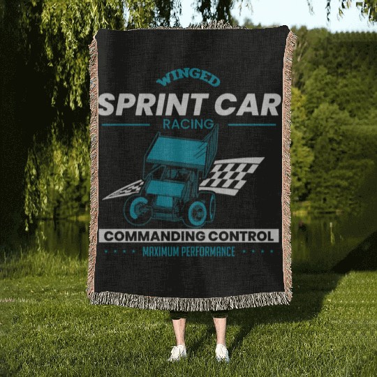 Sprint Car Racing, sprint car, dirt track racers Woven Blankets