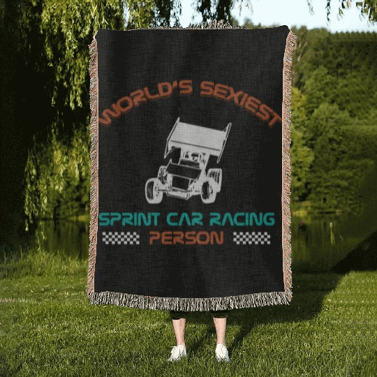 Sprint Car Racing, sprint car, dirt track racers Woven Blankets