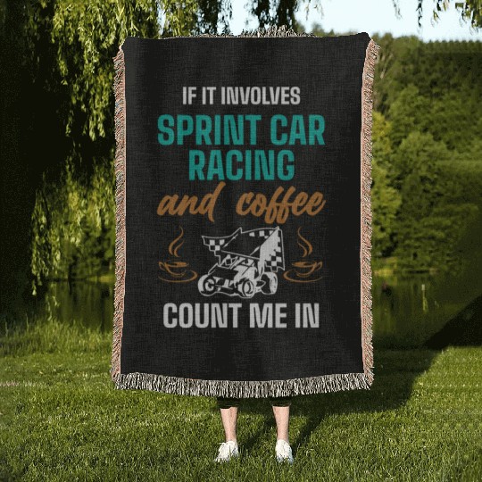 Sprint Car Racing, sprint car, dirt track racers Woven Blankets