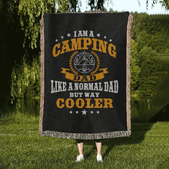 Funny Camping Dad Saying Summer Camp For Men Woven Blankets
