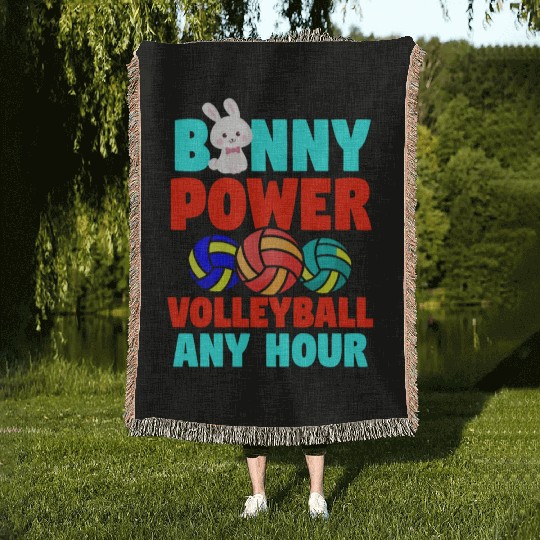 Easter Volleyball Bunny Holiday Rabbit Sport Woven Blankets