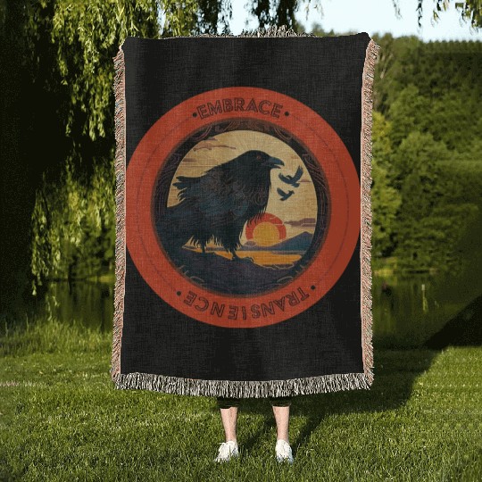 Raven, Sunset : Embrace Transience Woven Blankets