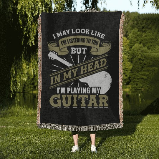 Funny Guitar Player Guitarist Gift Woven Blankets