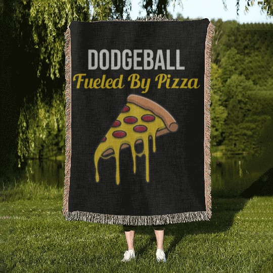 Dodgeball Player Coach Team Sports Pizza Funny Woven Blankets