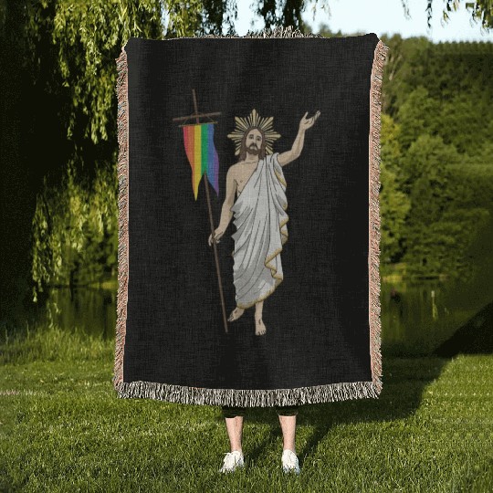 LGBT Jesus Equal Rainbow Christian Woven Blankets