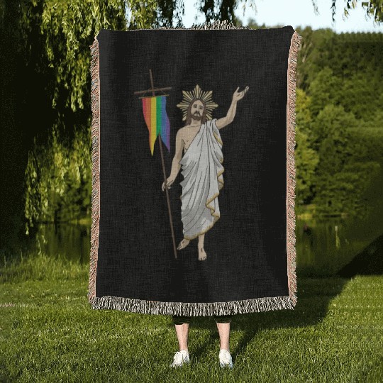 LGBT Jesus Equal Rainbow Christian Woven Blankets