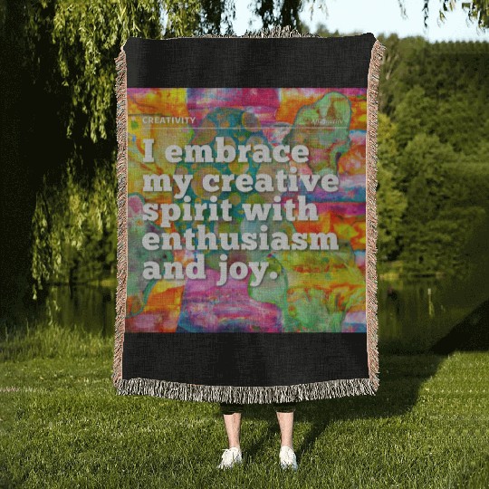 i embrace my creative spirit Woven Blankets