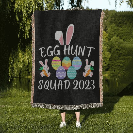 Egg Hunt Squad 2023 Egg Hunt Funny Easter Day 2023 Woven Blankets