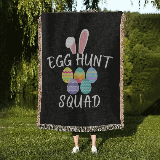 Egg Hunt Squad 2023 Funny Easter Day 2023 Egg Hunt Woven Blankets