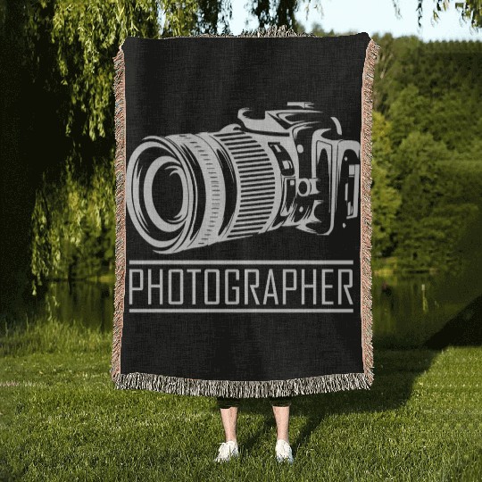 Funny Camera photography quote gift Woven Blankets