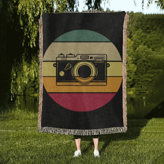 Funny Camera photography quote gift Woven Blankets