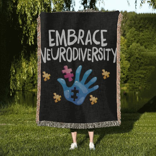 embrace neurodiversity - Embrace ADHD Autism ASD Woven Blankets