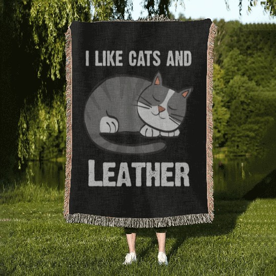 I Like Cats And The Skin - I Love Cats Woven Blankets