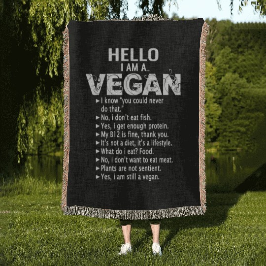 Funny Pro Vegan Activism idea Gym Athlete Gift Chr Woven Blankets