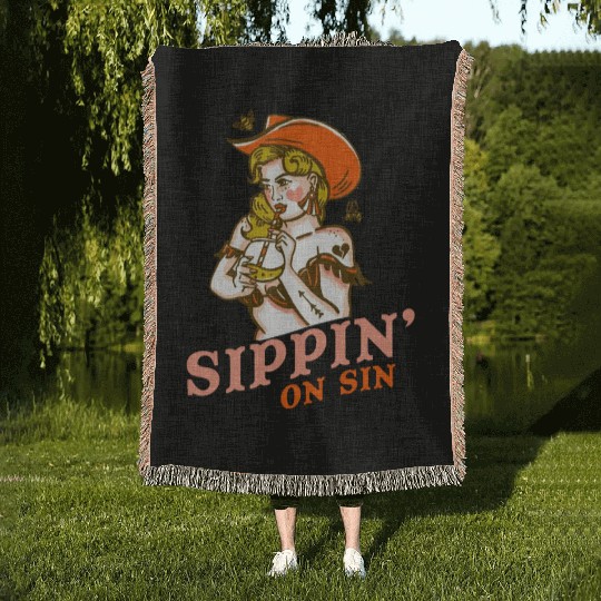 Sippin' On Sin Cowgirl Apparel Woven Blankets
