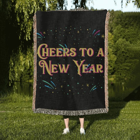 Cheers to a New Year Party Happy New Year Reunion Woven Blankets